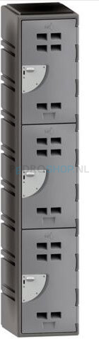 Polyethyleen locker FSP 1-koloms, 3-deurs, 193*38*58 cm, lichtgrijs