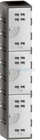 Polyethyleen locker FSP 1-koloms, 3-deurs, 193*38*58 cm, wit