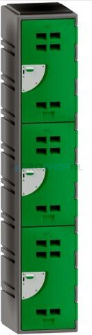 Polyethyleen locker FSP 1-koloms, 3-deurs, 193*38*58 cm, groen