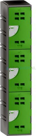 Polyethyleen locker FSP 1-koloms, 3-deurs, 193*38*58 cm, limoen