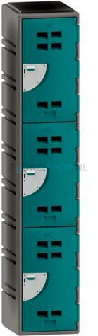 Polyethyleen locker FSP 1-koloms, 3-deurs, 193*38*58 cm, donker blauwgroen