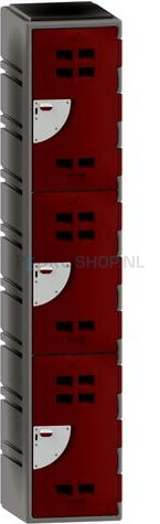 Polyethyleen locker FSP 1-koloms, 3-deurs, 193*38*58 cm, donkerrood