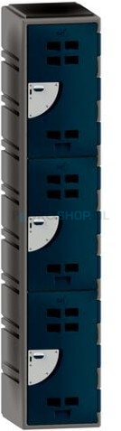 Polyethyleen locker FSP 1-koloms, 3-deurs, 193*38*58 cm, petrolblauw