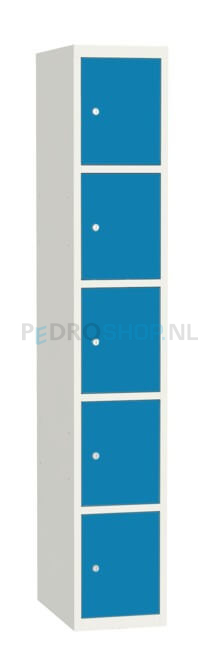 SQ Classic lockerkast, 1-koloms, 5-deurs, blauw, h180*b30*d50 cm