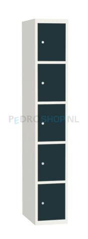SQ Classic lockerkast, 1-koloms, 5-deurs, antraciet, h180*b30*d50 cm