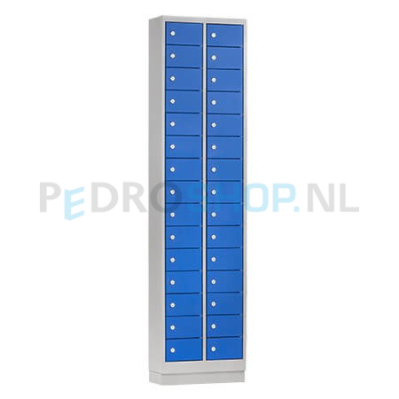 Telefoonlocker PDC-530, 2-koloms, 30-deurs, 46 cm breed, blauw