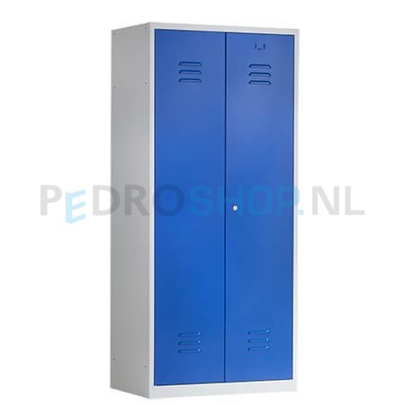 Garderobekast PDC-262, vleugeldeuren, hangindeling, 80 cm breed, blauw