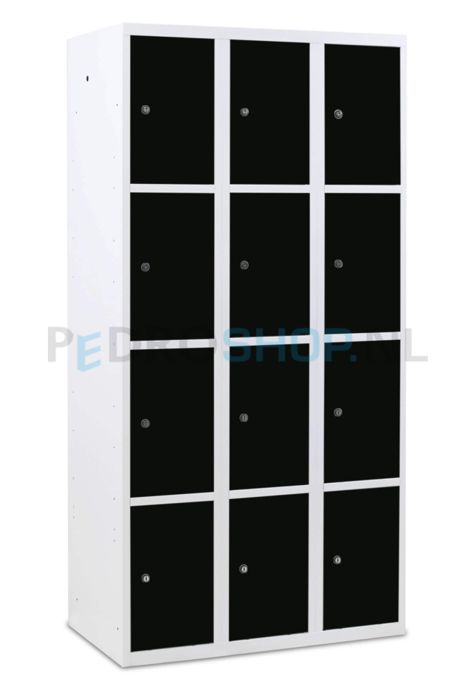 SQ Classic lockerkast, zwart, 3-koloms, 12-deurs, h180*b90*d50 cm