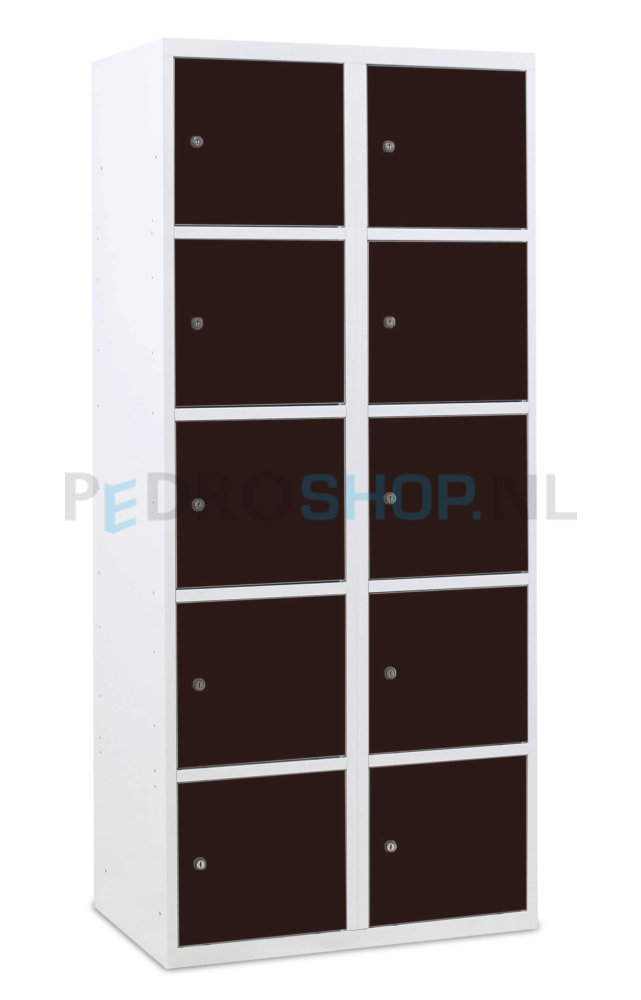 SQ Classic lockerkast, 2-koloms, 10-deurs, bruin, h180*b80*d50 cm