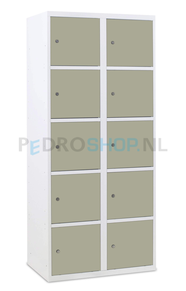SQ Classic lockerkast, 2-koloms, 10-deurs, kiezelgrijs, h180*b80*d50 cm