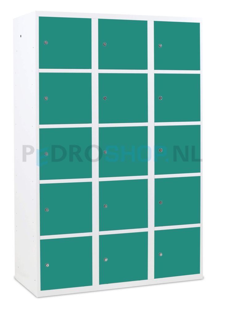 SQ Classic lockerkast, 3-koloms, groen, 15-deurs, 180*120*50 cm