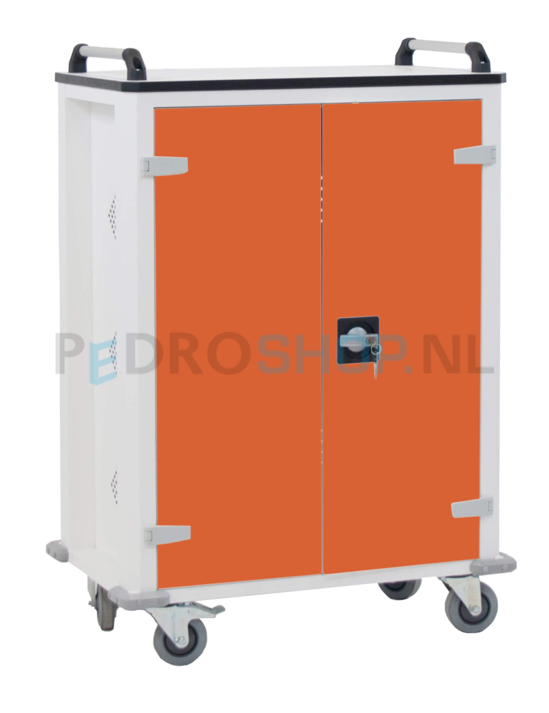 2-deurs laptoptrolley SQ, oranje, voor 16 laptops, 106*92*50 cm