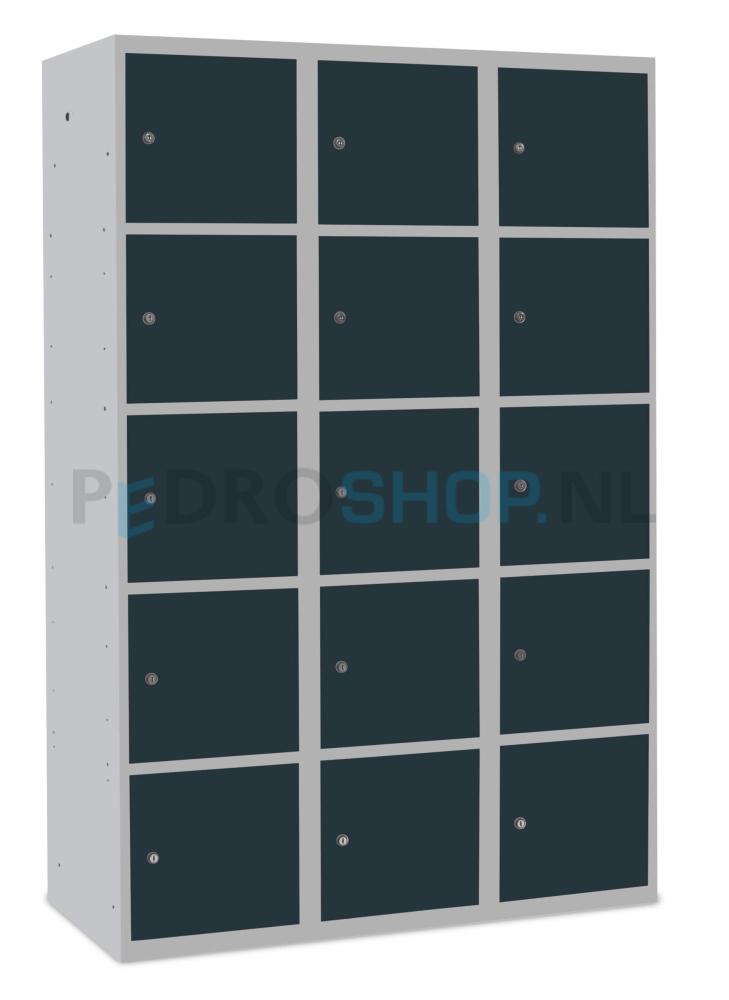 SQ Classic lockerkast, 3-koloms, antraciet, 15-deurs, 180*120*50 cm