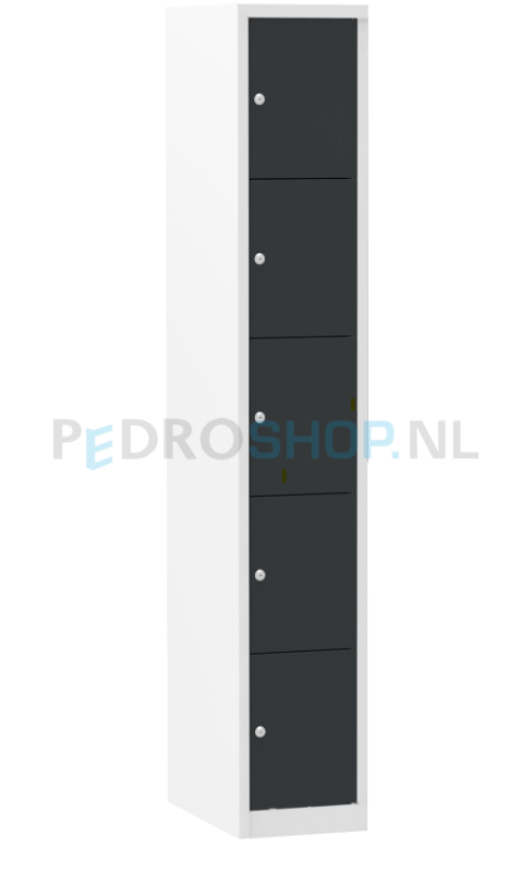 PDC-M505 lockerkast , 1-koloms, 5-deurs, 30 cm breed, antraciet