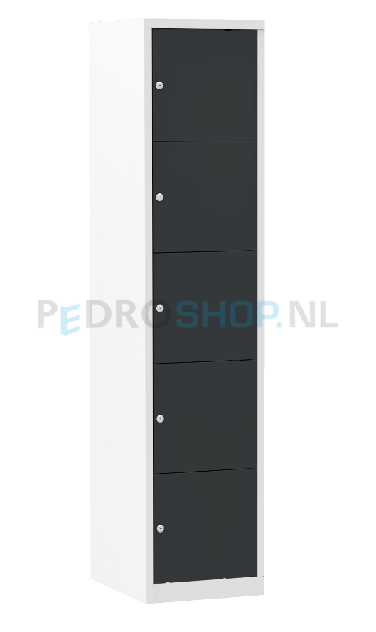 Lockerkast PDC-M545, 1-koloms, 5-deurs, 40 cm breed, antraciet