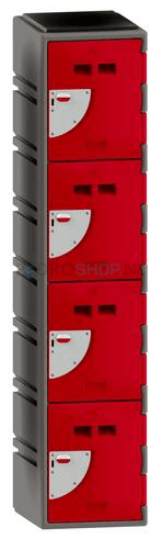 Polyethyleen locker FSP, 1-koloms, 4-deurs, 172*38*45 cm, rood