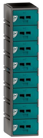 Polyethyleen locker FSP, 1-koloms, 8-deurs, 172*38*45 cm, donker blauwgroen