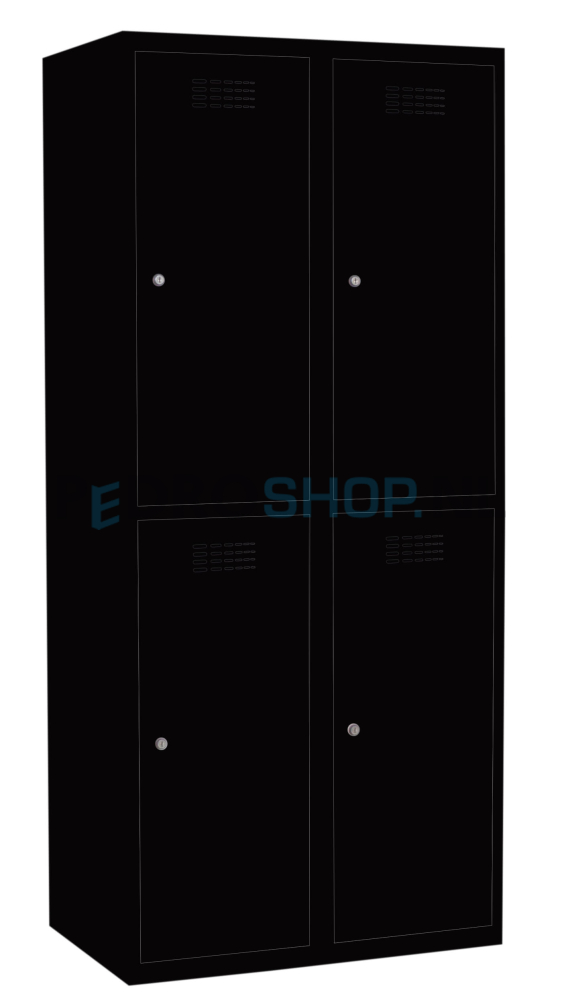 SQ Classic garderobekast, zwart, 2-koloms, 4-deurs, 180*80*50 cm