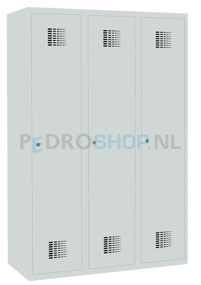 SQ garderobekast Classic, 3-koloms, 3-deurs, lichtgrijs, 180*120*50 cm