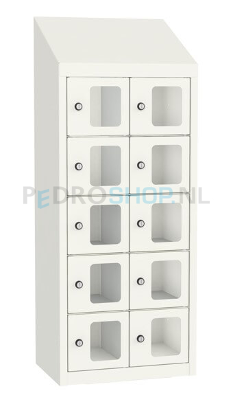 SQ Classic telefoonlocker, 2-koloms, 10-deurs, zichtvenster, wit